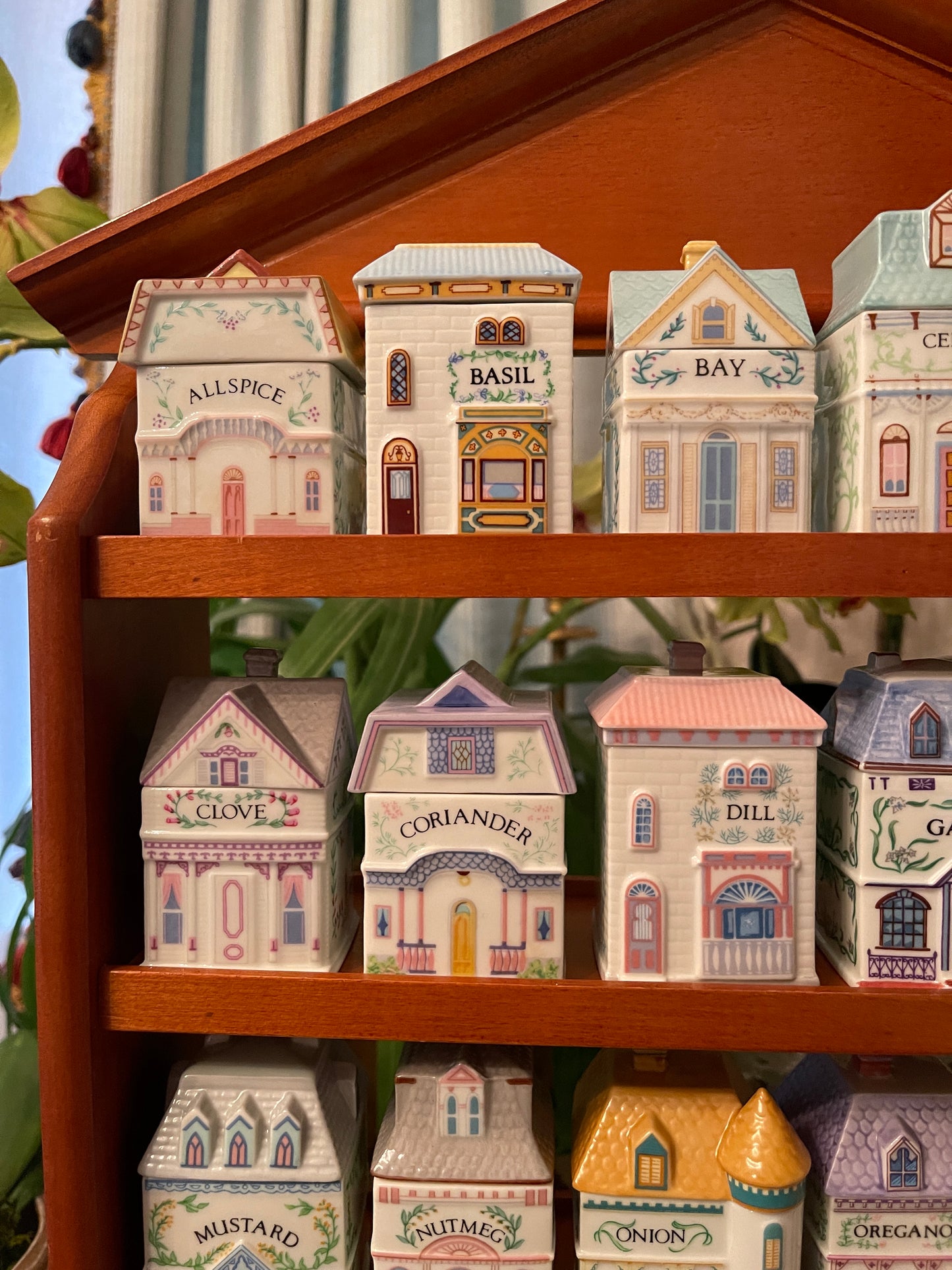 1989 Lenox Spice Village, 24 Houses with the Original Wood Display Shelf, Grandmillennial Decor