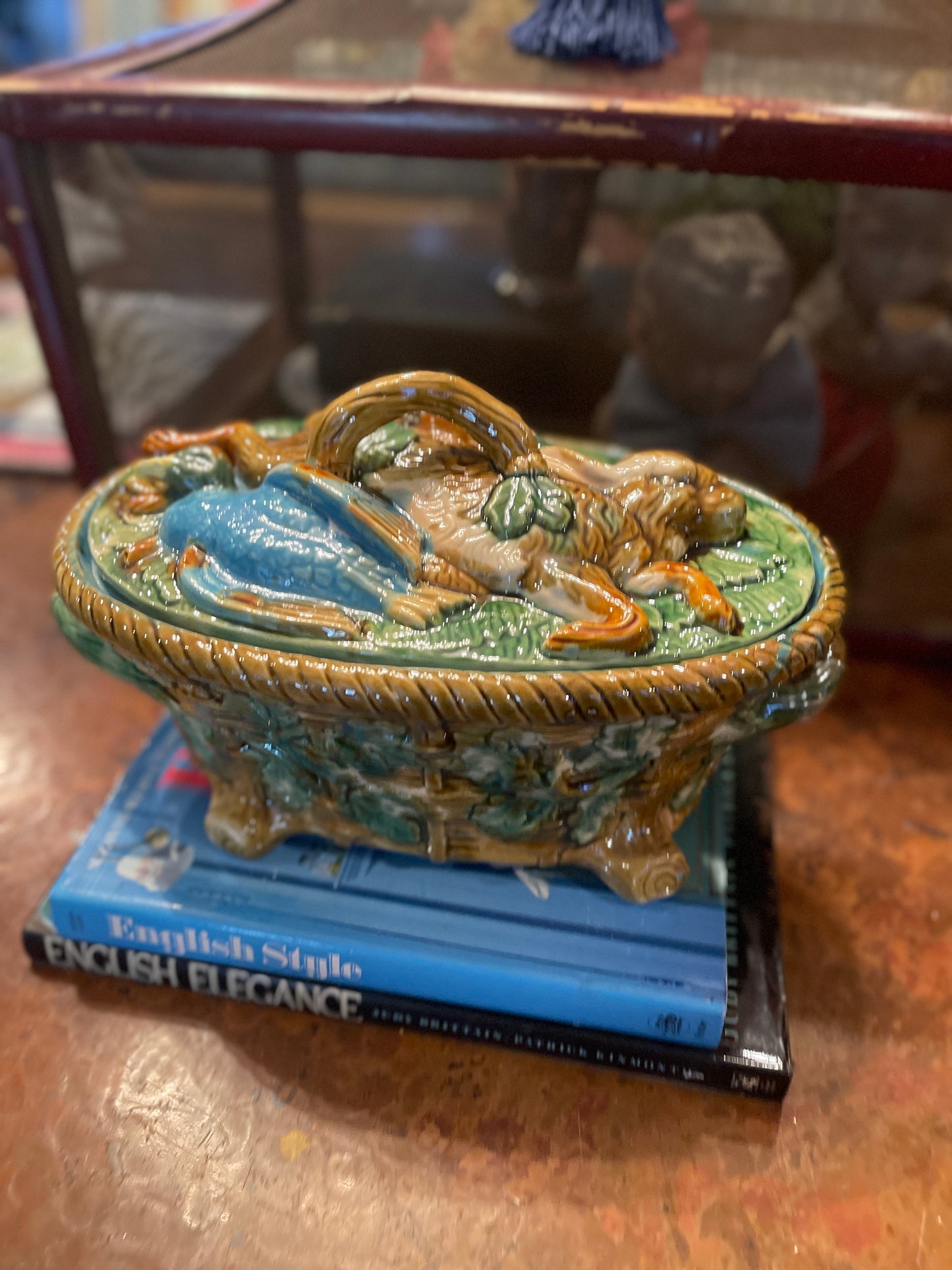 Majolica Style Hunt Tureen, Vintage