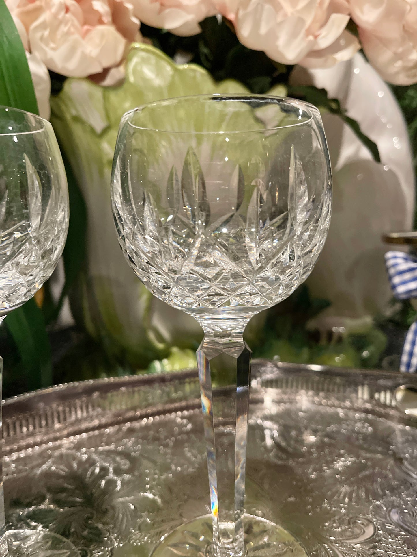 Vintage Waterford Clear Lismore Hock Wine Glasses, Sold in Pairs