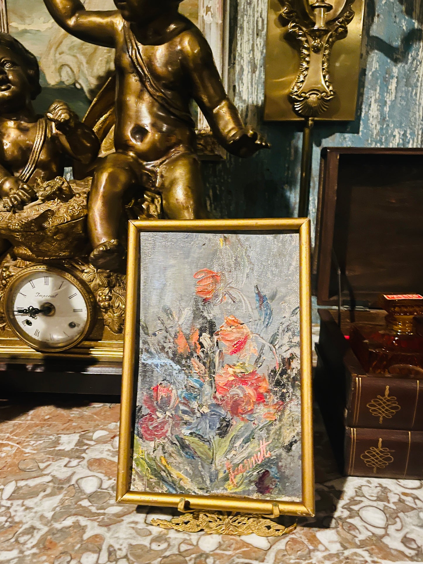 Vibrant Vintage Original Floral Oil Painting, Artist Signed, Romantic Impressionist Still Life