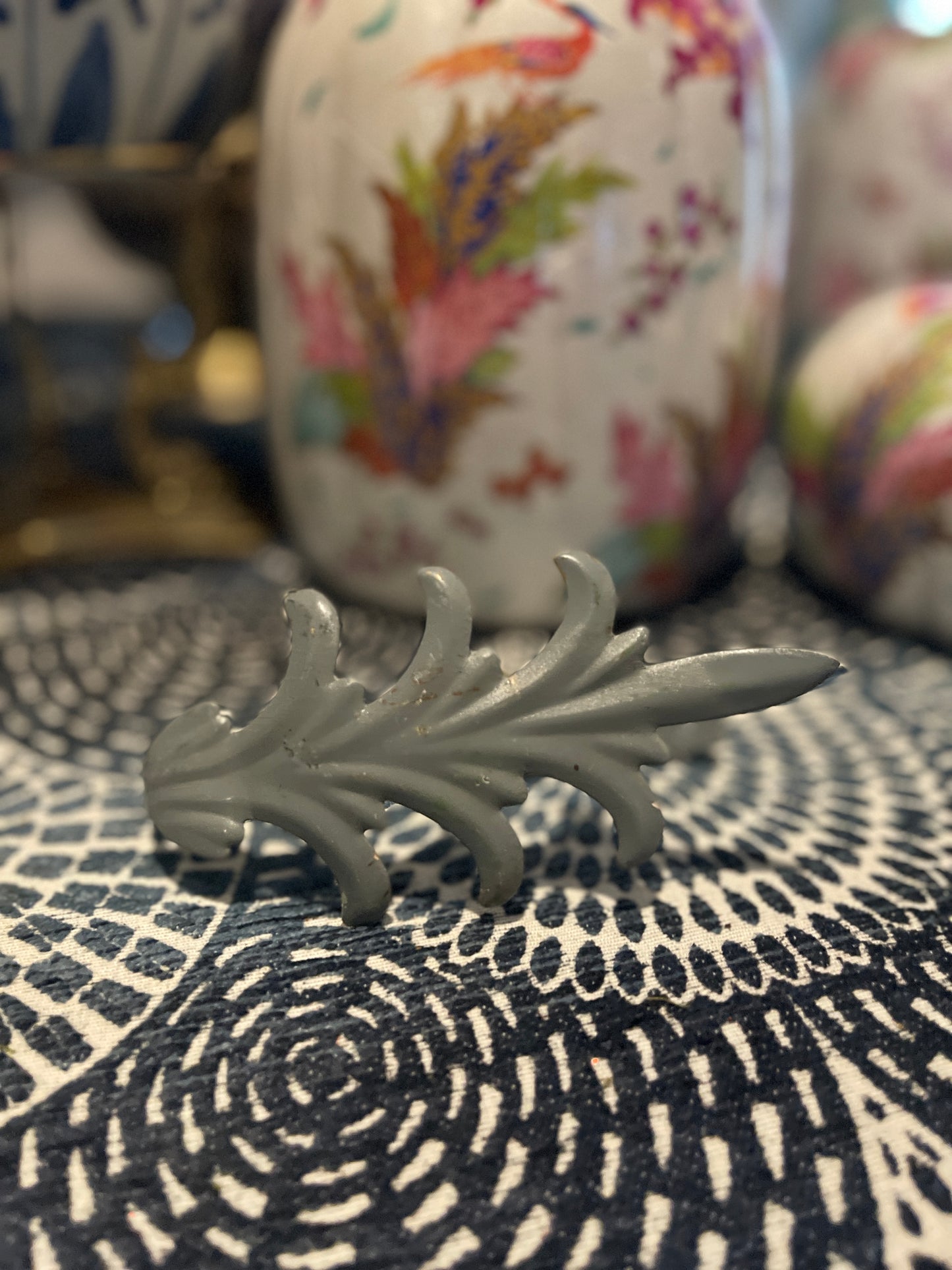 Vintage Grey Tole Tie Backs, Pair