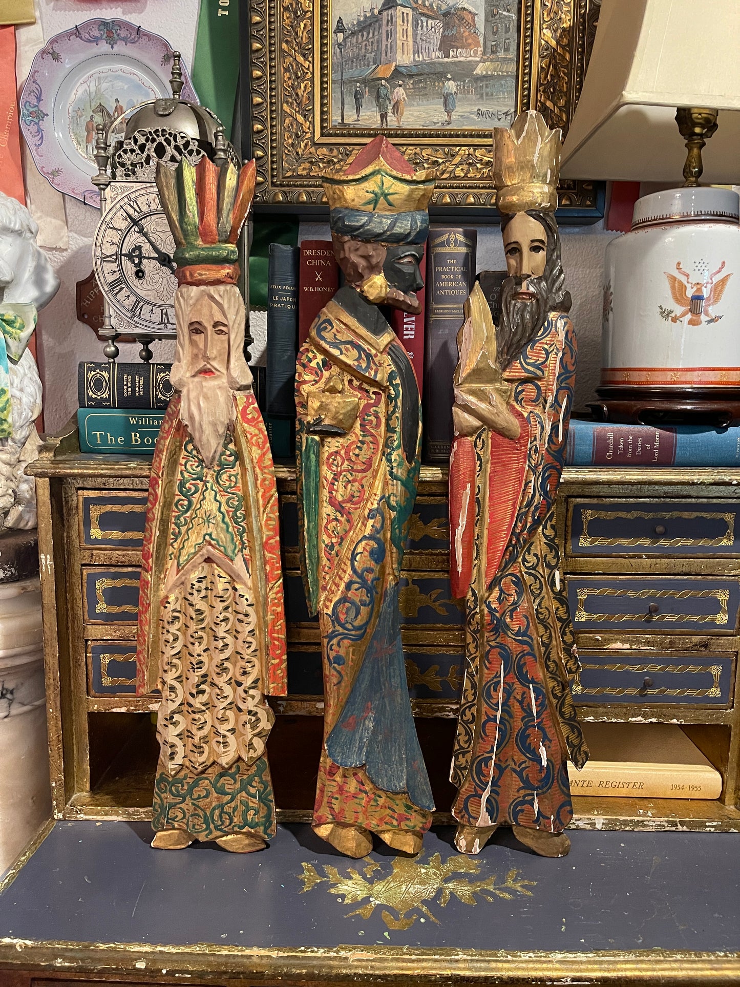Fantastic Vintage Wise Men, Carved Wood, Hand Painted