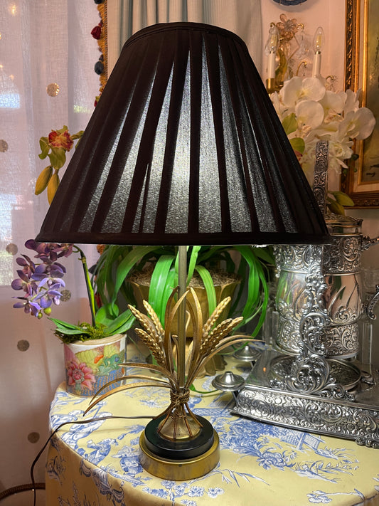 Vintage Italian Gold Tole Wheat Sheath Lamp