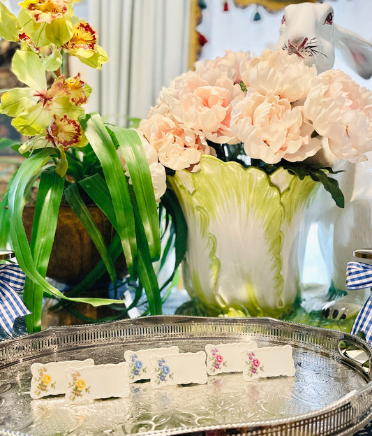 Vintage Porcelain Place Cards, Made in Japan Andrea by Sadek, Set of Six