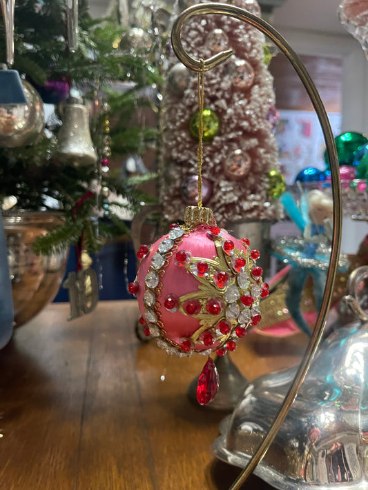 Vintage Pink and Gold Push Pin Christmas Ornament
