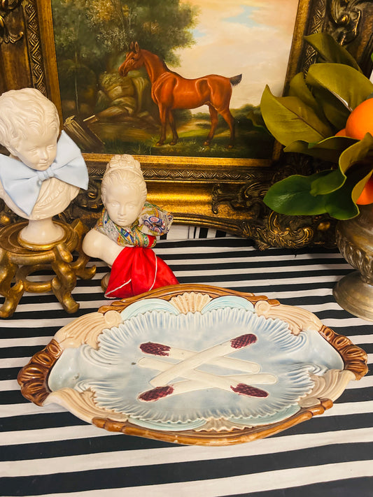 French Majolica Asparagus Platter, c. 19th Century