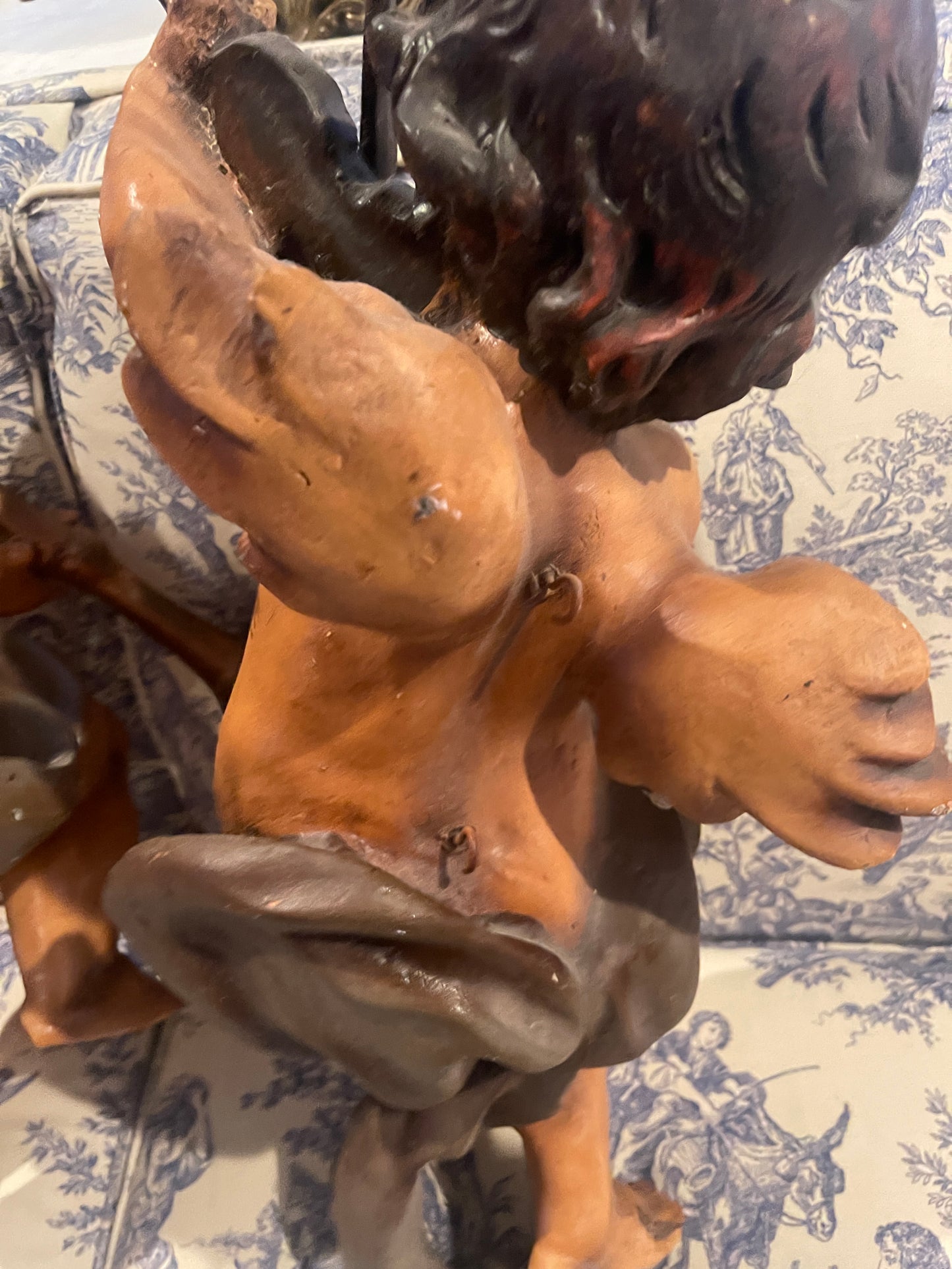 Vintage Italian Baroque-Style Cherub Musicians – Hand-Crafted and Painted Putti Figures, Mid-20th Century