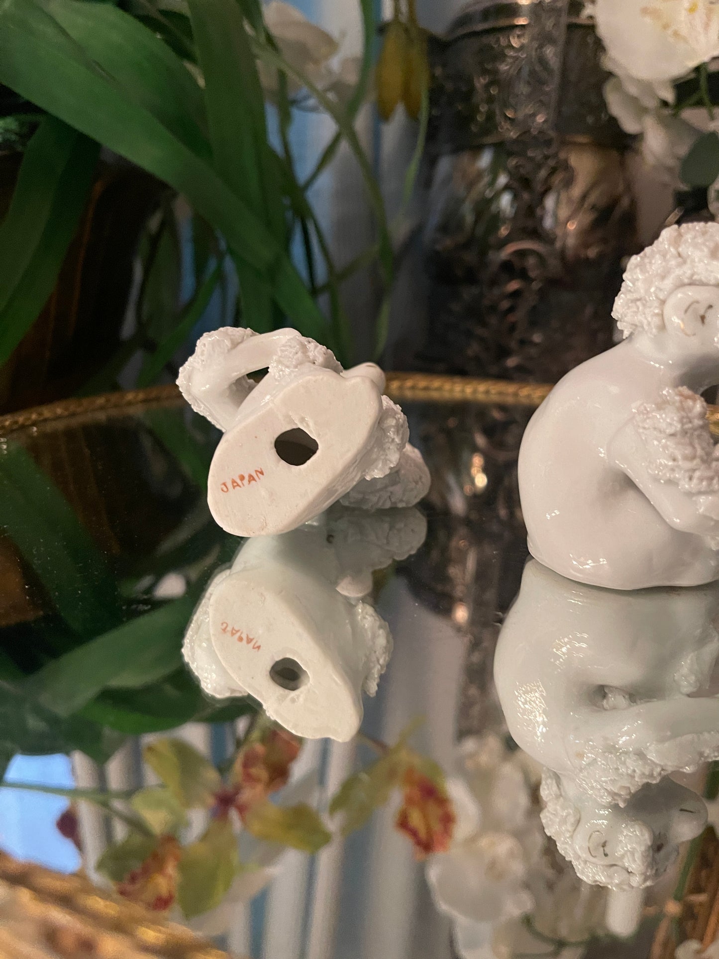 Vintage Spaghetti Confetti  Monkey Figurines,Made in Japan, Whimsical Mid-Century Round Top Find