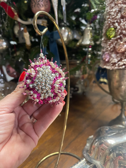 Pink and Silver Vintage Push Pin Christmas Ornamente