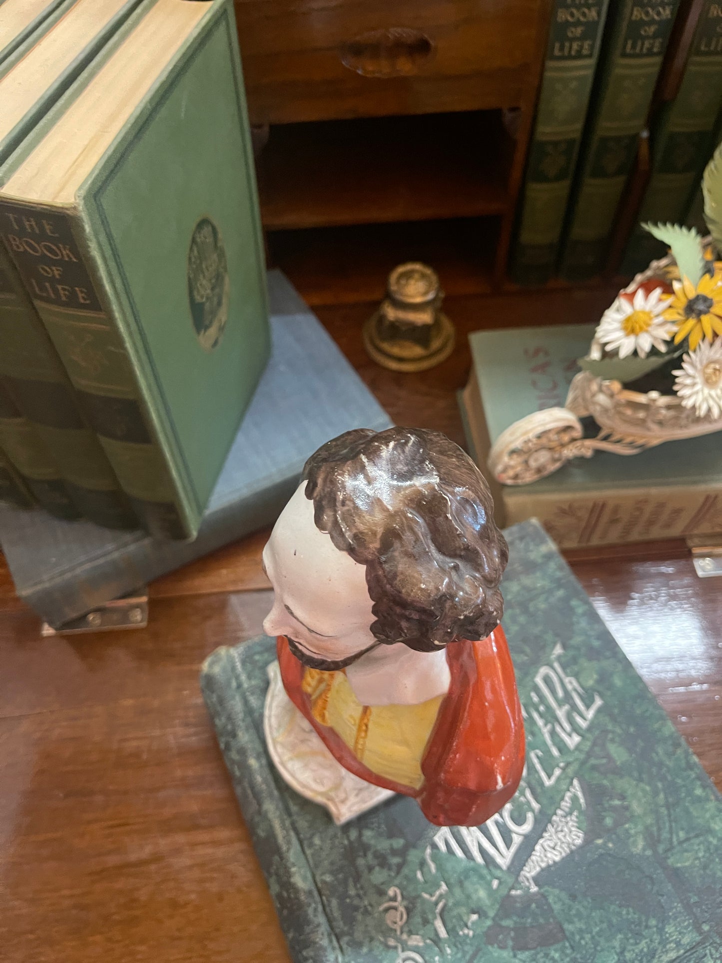 Antique Staffordshire Bust of Shakespeare – “Shakespere” Spelling – 19th Century English Figurine