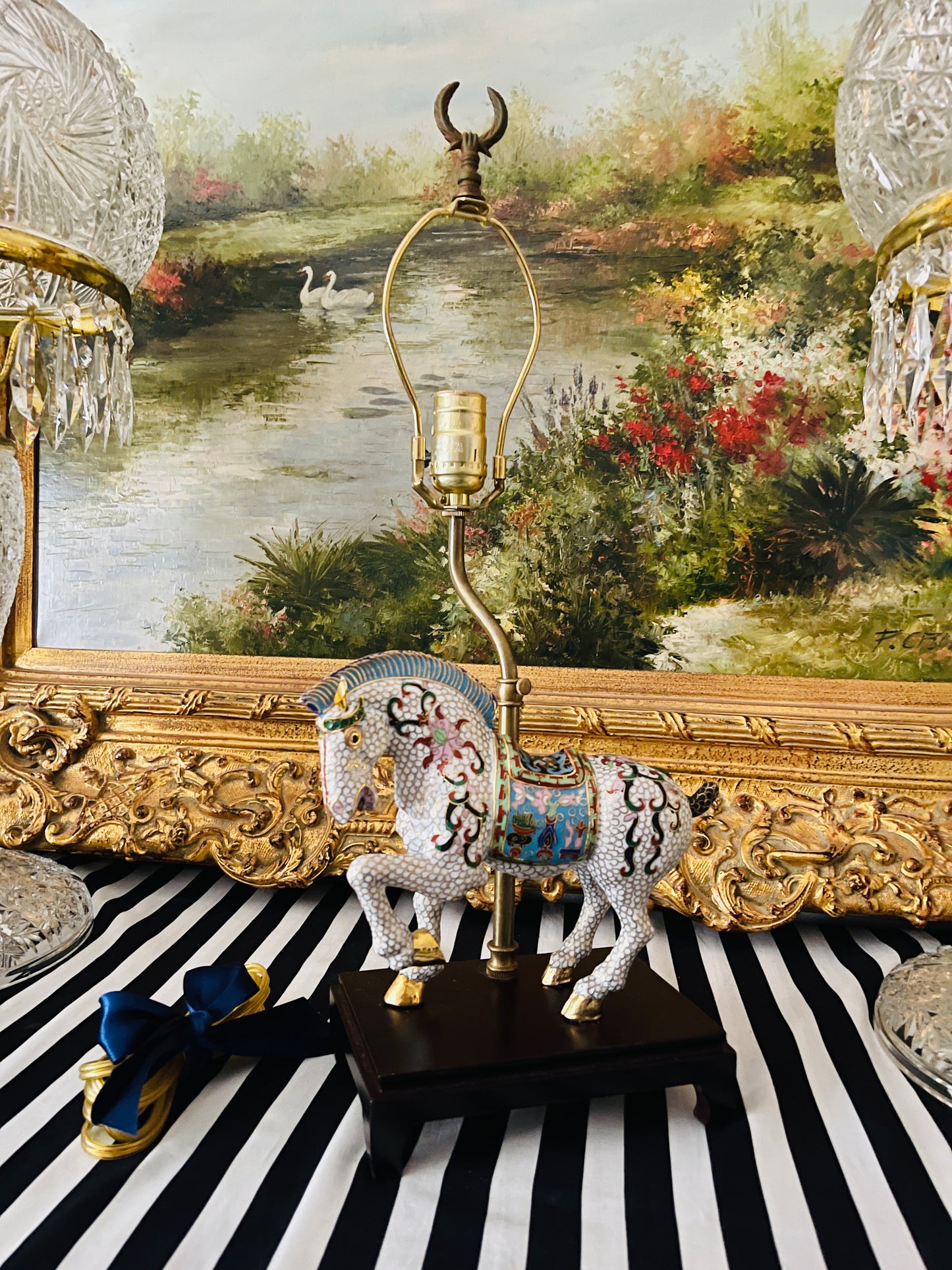 Cloisonné Horse Table Lamp