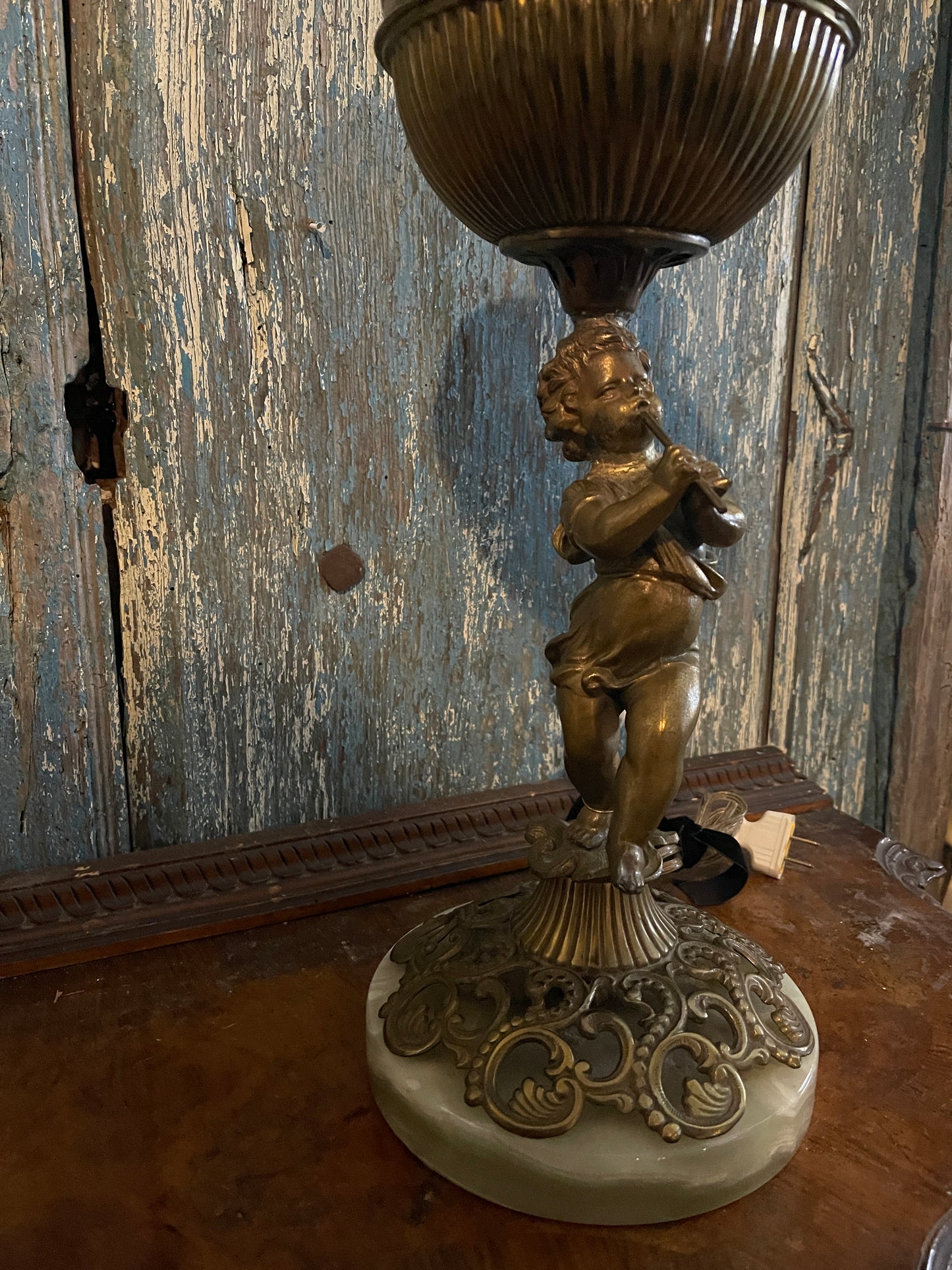 Antique Victorian Cherub Parlor Lamp,Electrified,