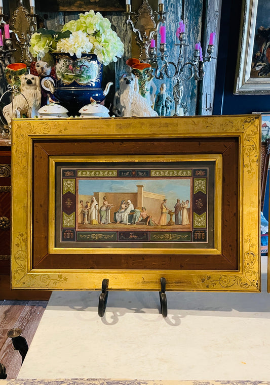 Pair of 19th Century French Neoclassical Classical Decorative Works in Original Paris Frames