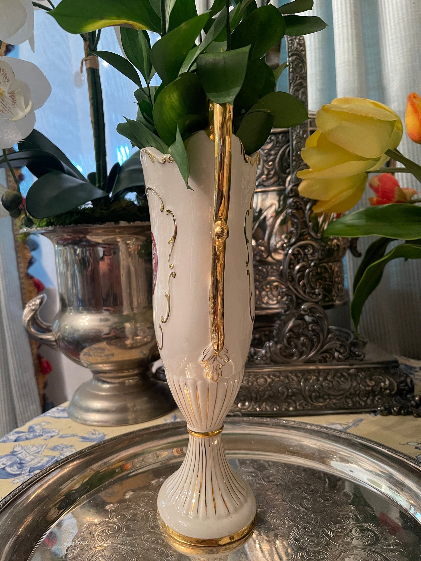 Vintage Neoclassical Double Handled Urn Vase