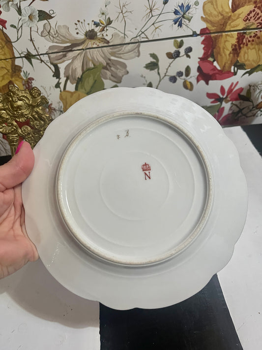 Antique Sèvres Style Madame Sans-Géne Napoleonic Plate, Gilded Blue on Whirmte