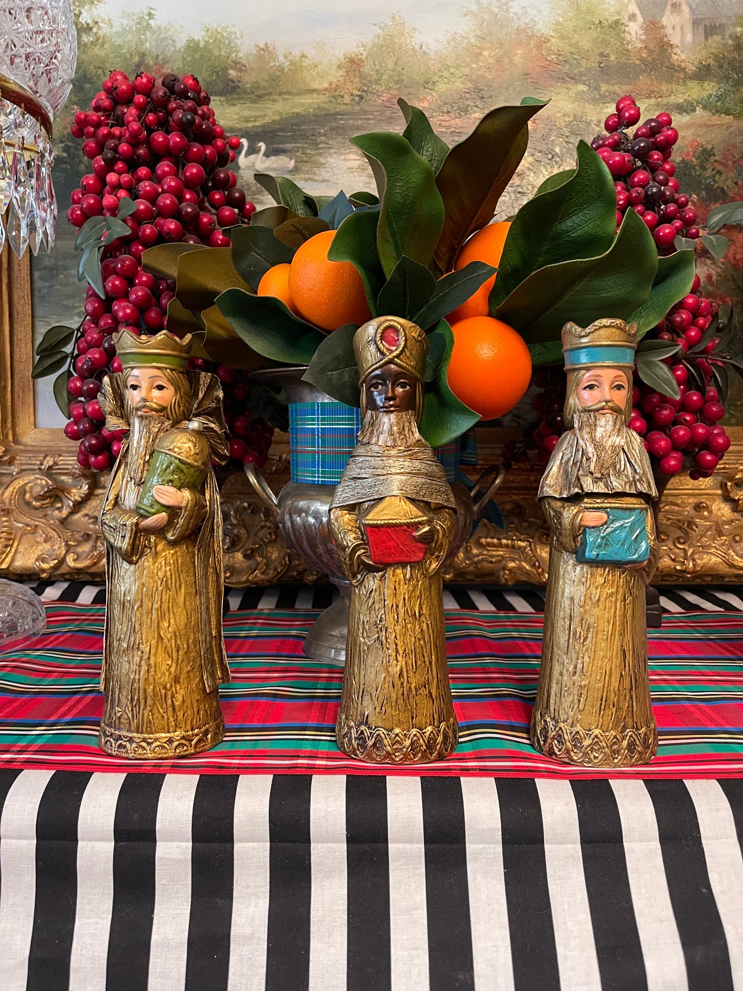 Vintage Paper Mache Three Kings/ Wise Men, Made in Japan
