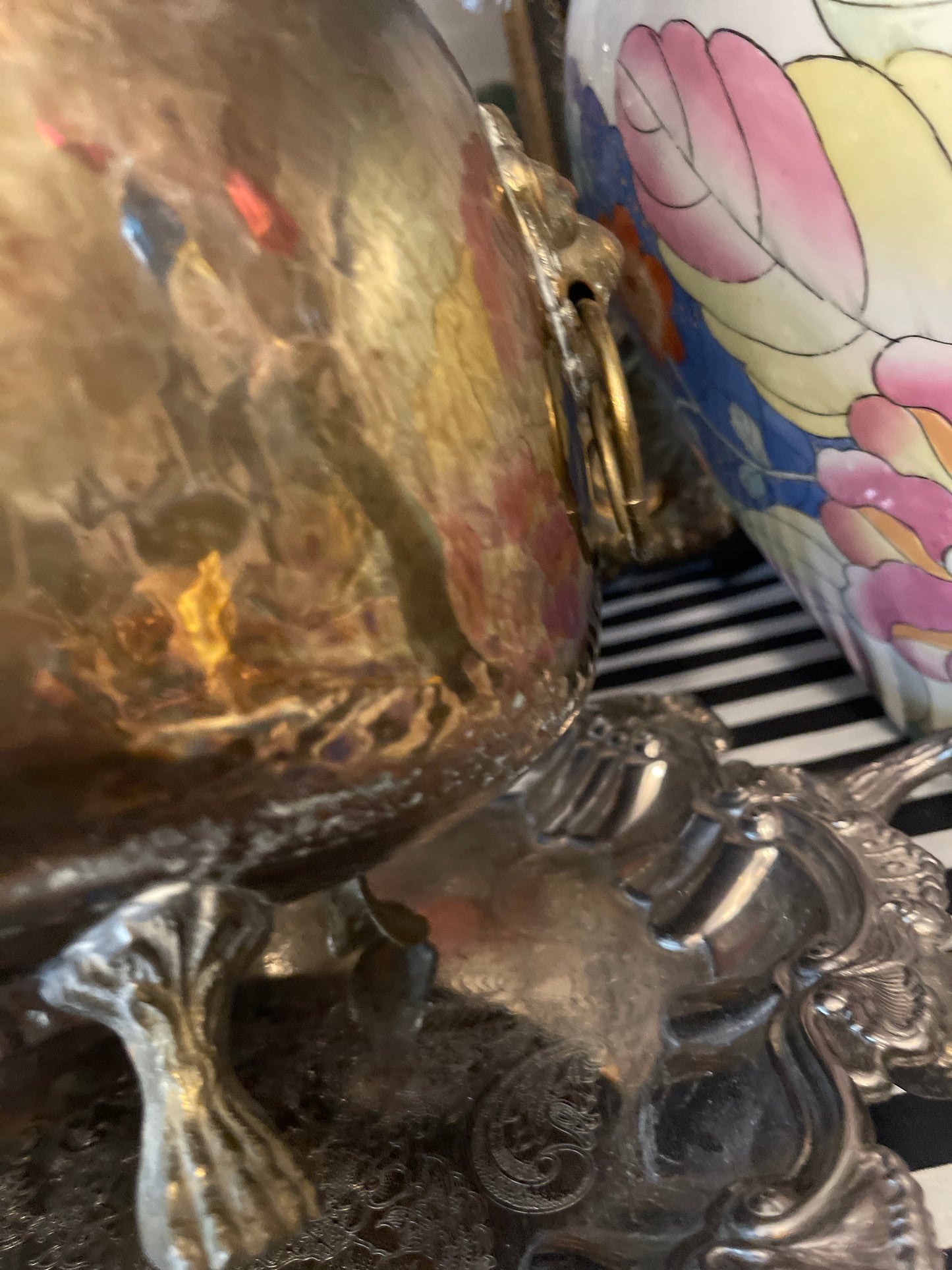 Brass Empire Vessel with Lions Heads and Paw Feet