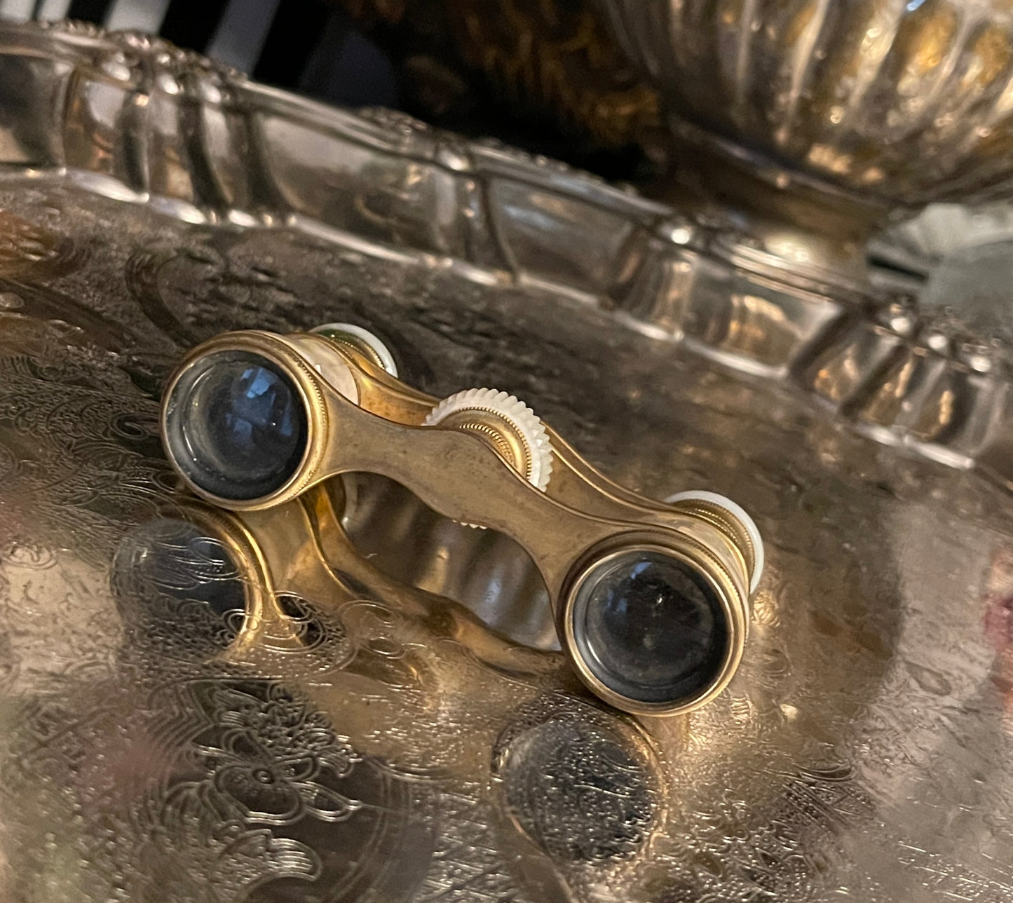 Lefils Paris Opera Glasses, Mother of Pearl and Brass