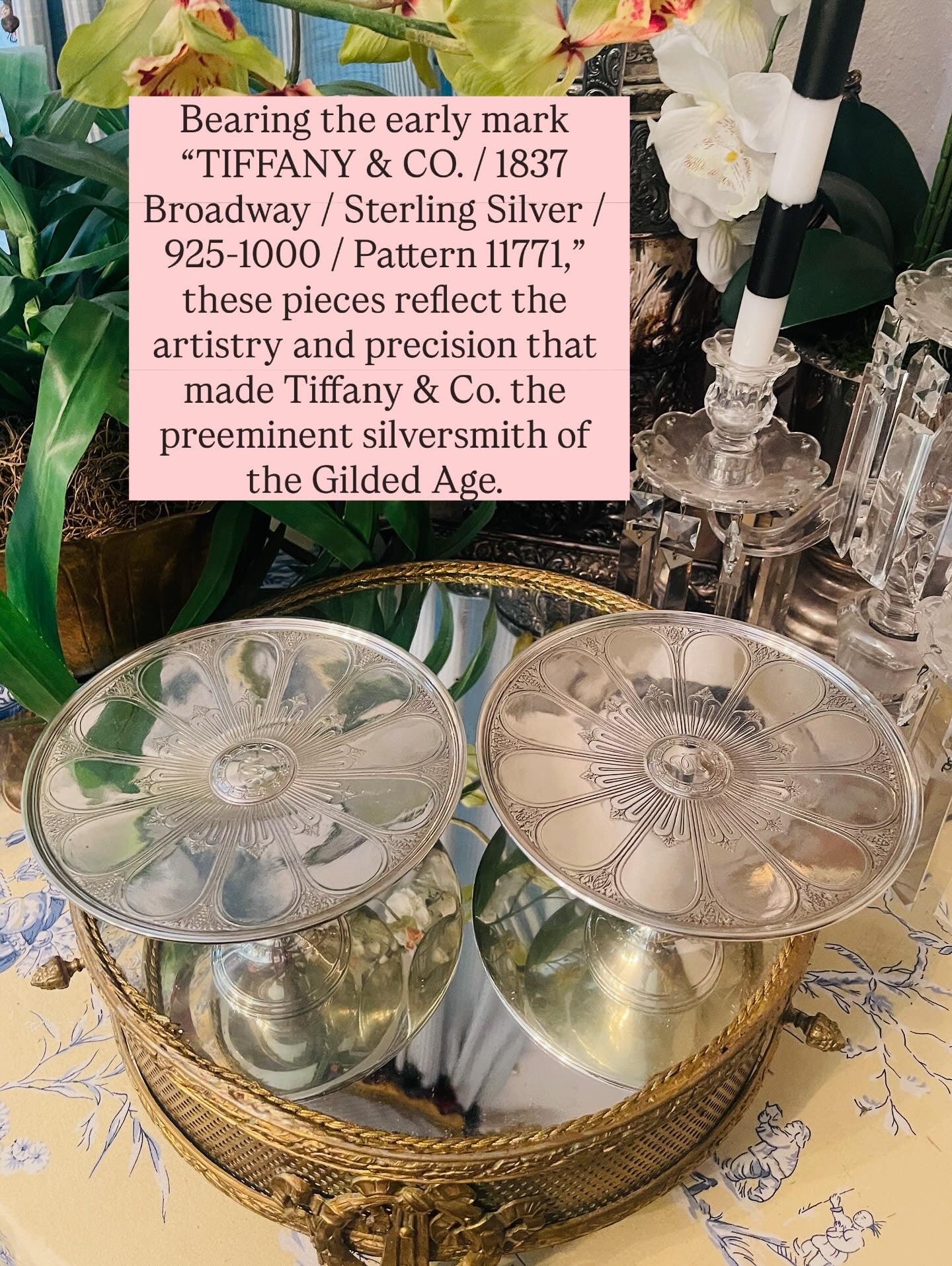 PAIR of Antique Tiffany & Co. Sterling Silver Tazzas, Estate Decor