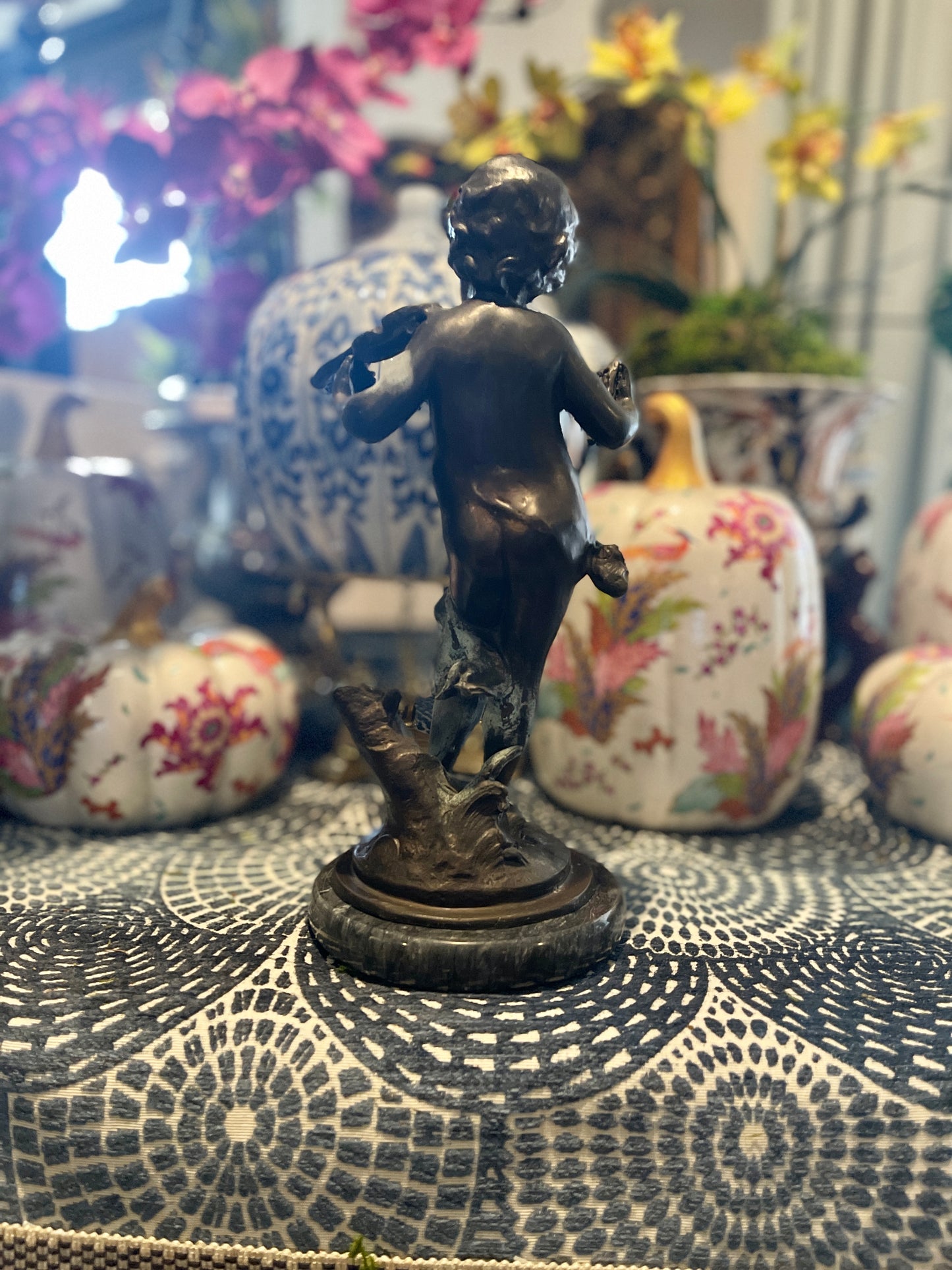 Vintage Bronze Putti Statue