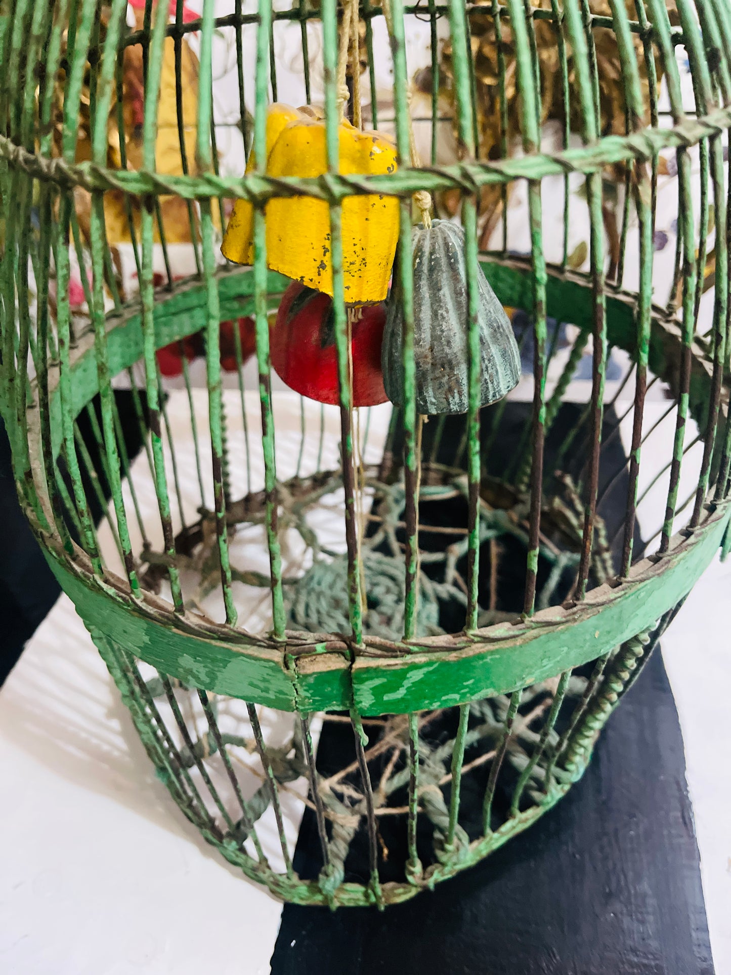 Vintage Tole Bird Cage with Bells