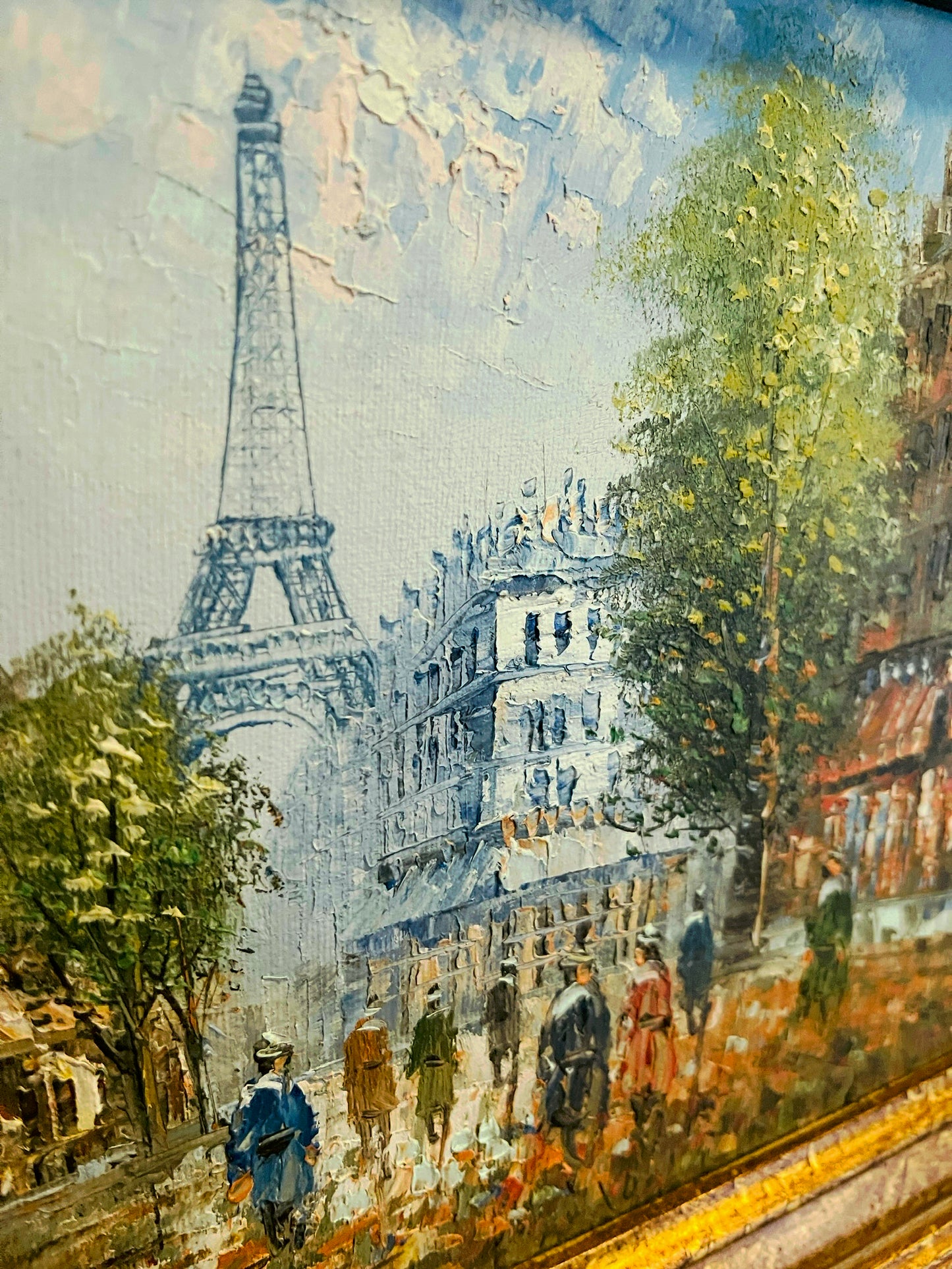 Vintage Paris Painting, Caroline Burnett Eiffel Tower Original Oil Painting, Artist Signed