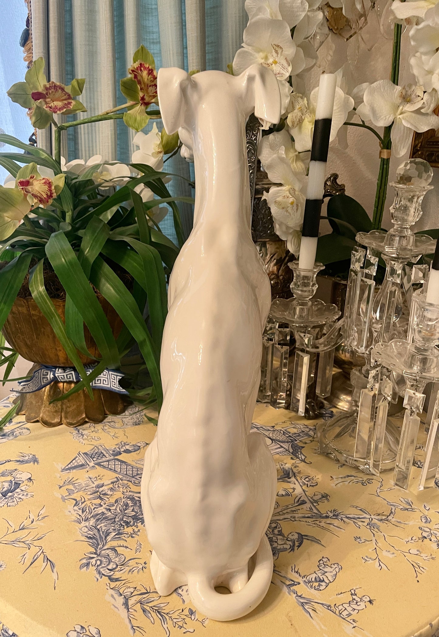 LARGE Italian Greyhound /Whippet, Hand Painted Porcelain