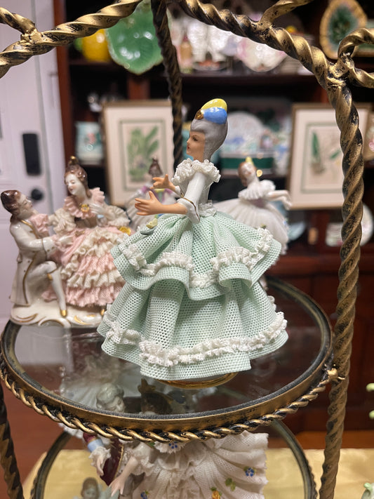 Lovely German Porcelain Dresden Lace Figurine | Vintage European Porcelain