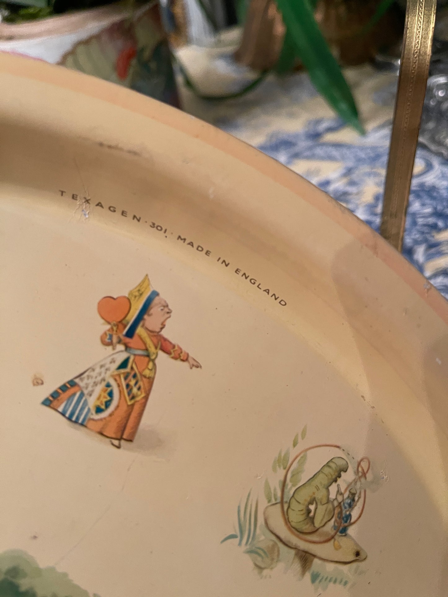 Vintage Tole Mad Hatter aTea Party Alice in Wonderland Tray, Made in England