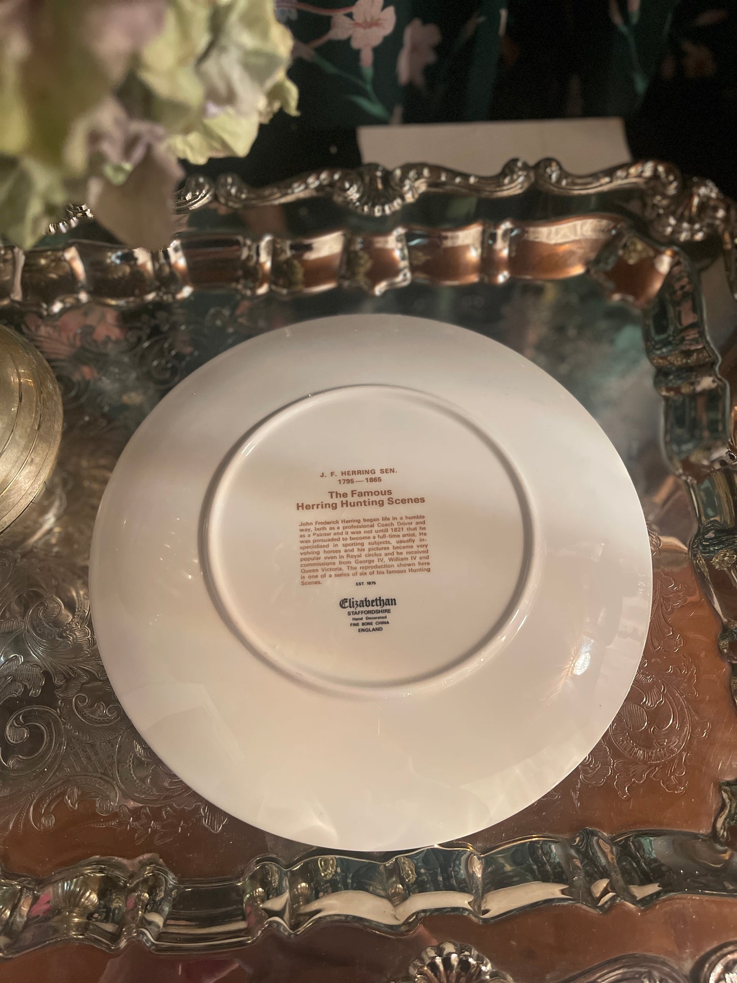 Staffordshire Fox Hunt Riding Plate, The Famous Herring Hunting Scene Series, Made in England