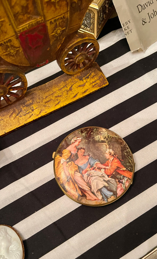 French Courting Scene Double Mirror Compact