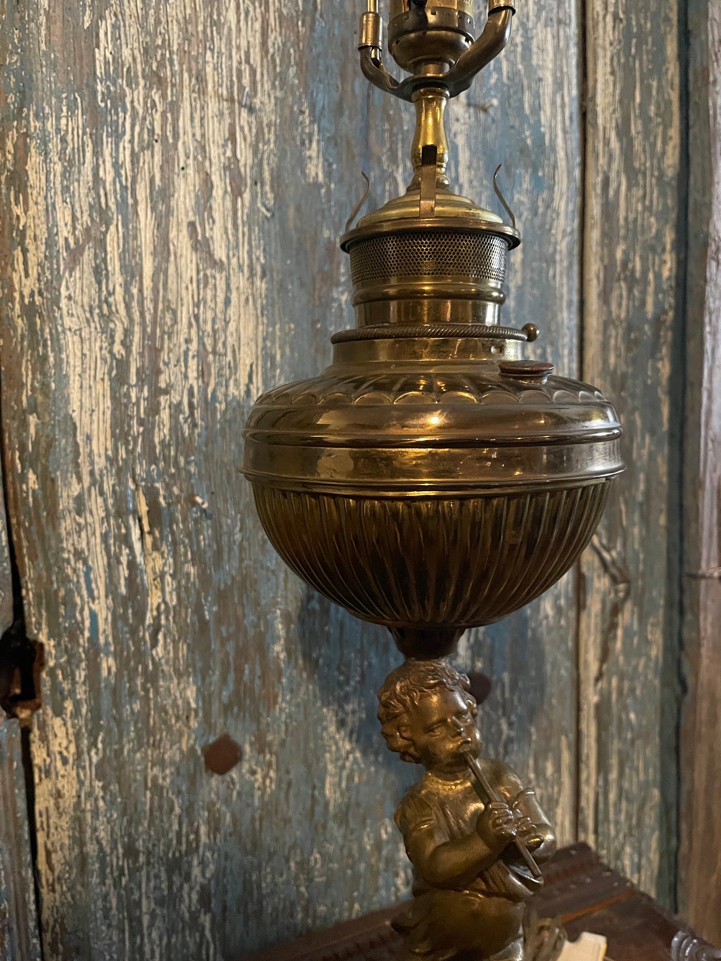 Antique Victorian Cherub Parlor Lamp,Electrified,