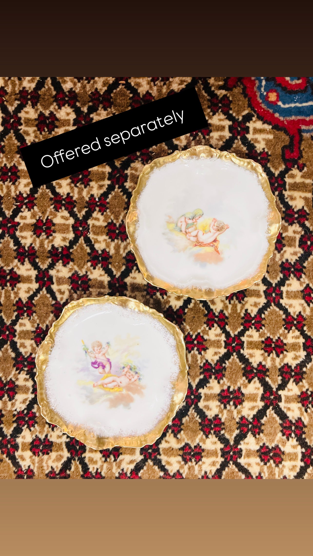 Antique neoclassical Cherub/Putto Limoges Lanternier Plate Pair # 2 - 5.5” – Circa 1891