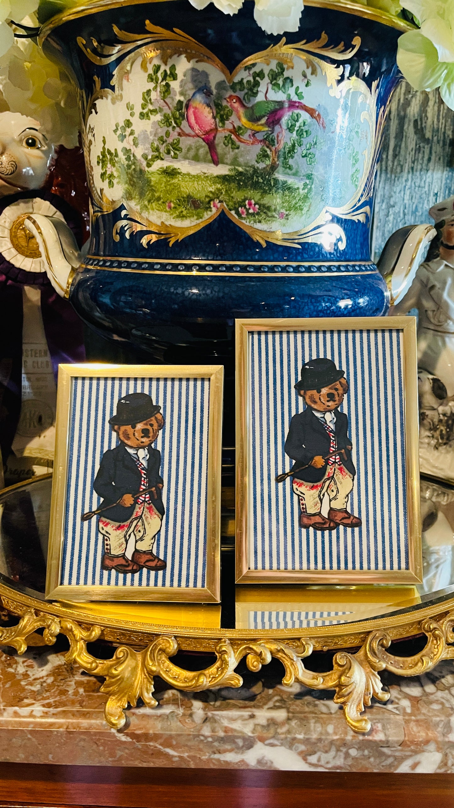 Vintage Ralph Lauren Polo Bear Framed Textile Art | Estate-Sourced