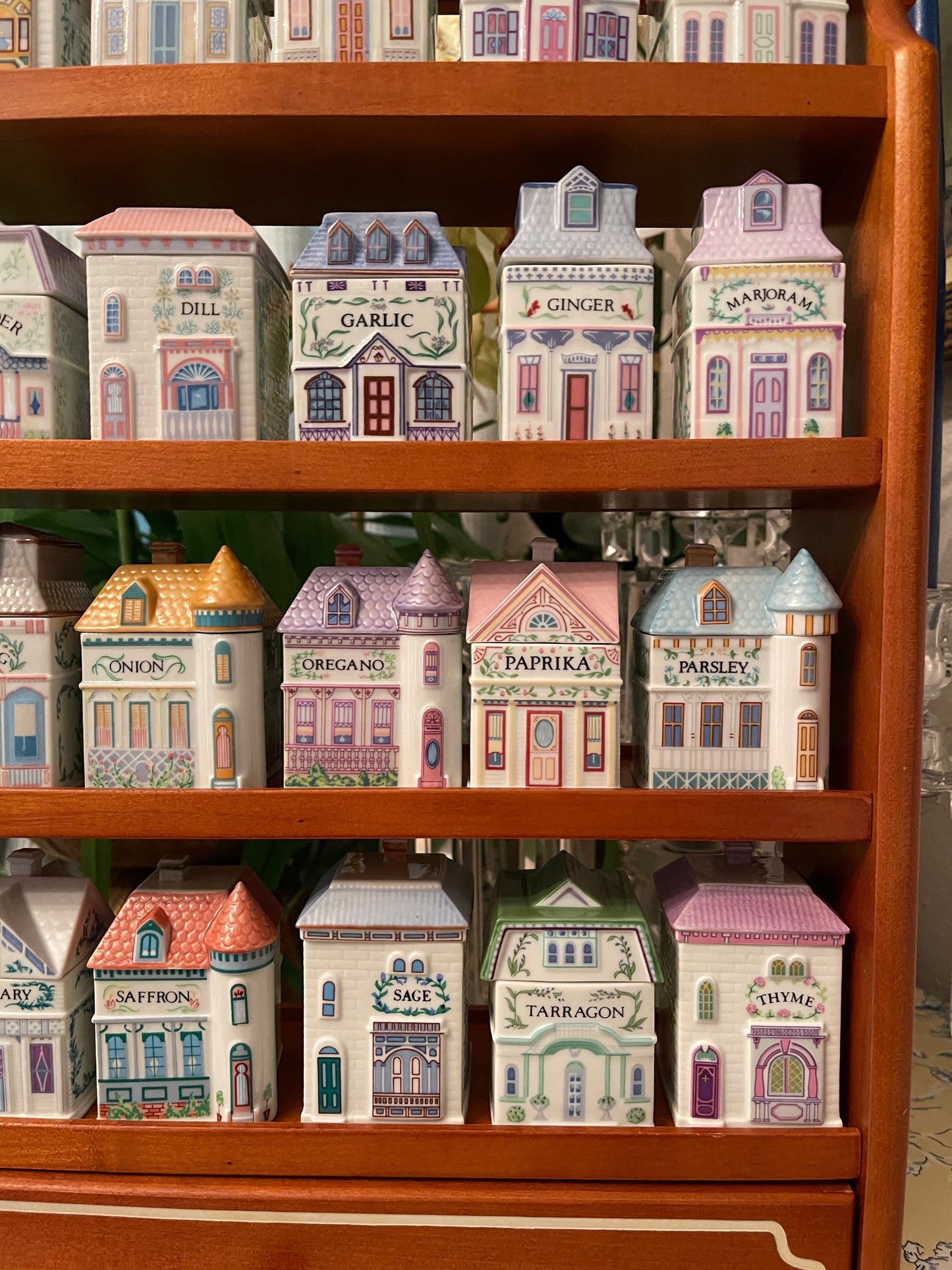 1989 Lenox Spice Village, 24 Houses with the Original Wood Display Shelf, Grandmillennial Decor
