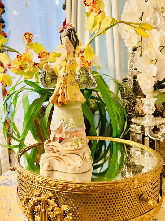 Vintage Cordey Chinoiserie Porcelain Statuette | Whimsical Mid-Century Cordey Porcelain | Hand-Painted |