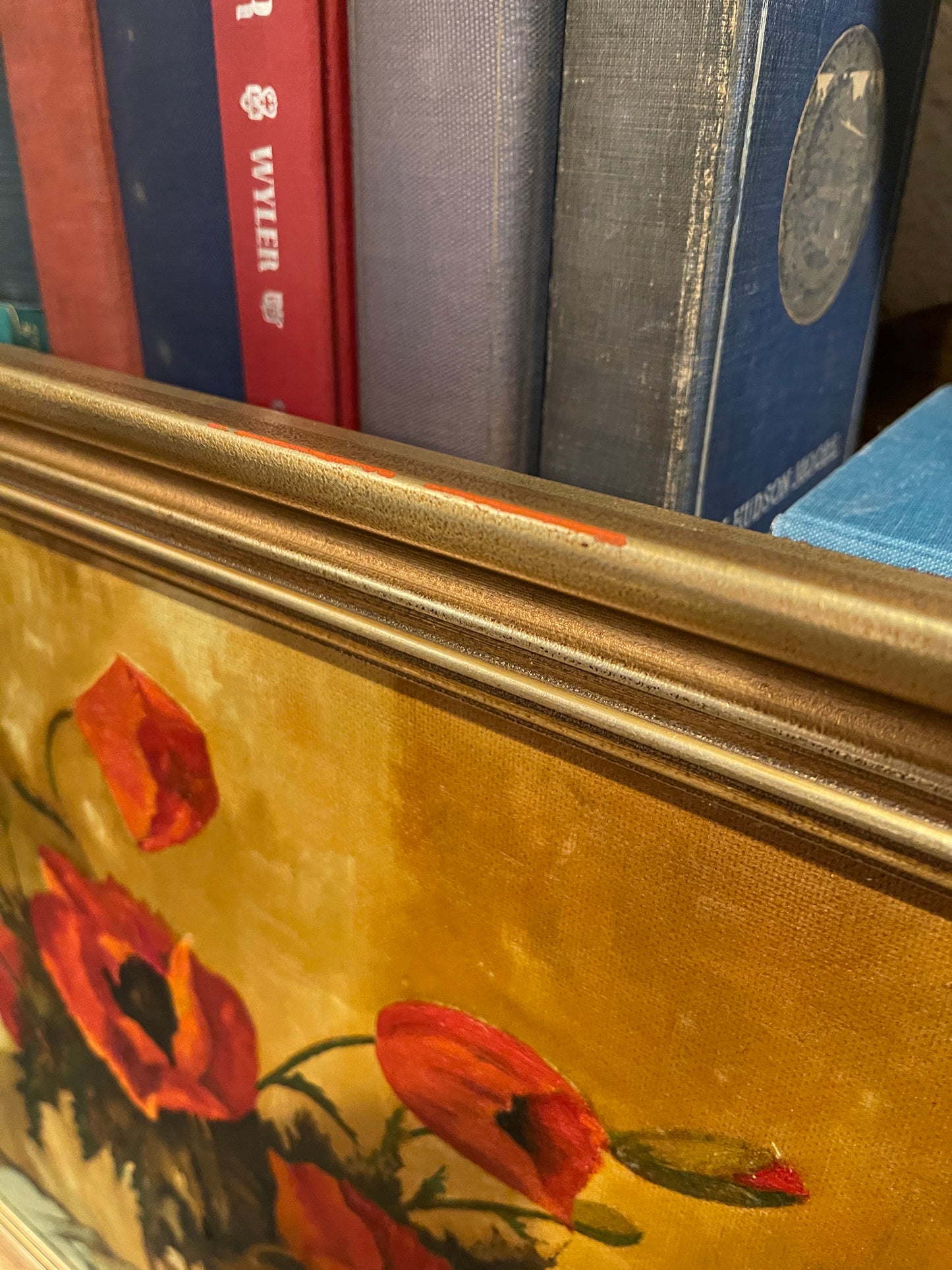 Vintage Poppies Painting, Oil on Board