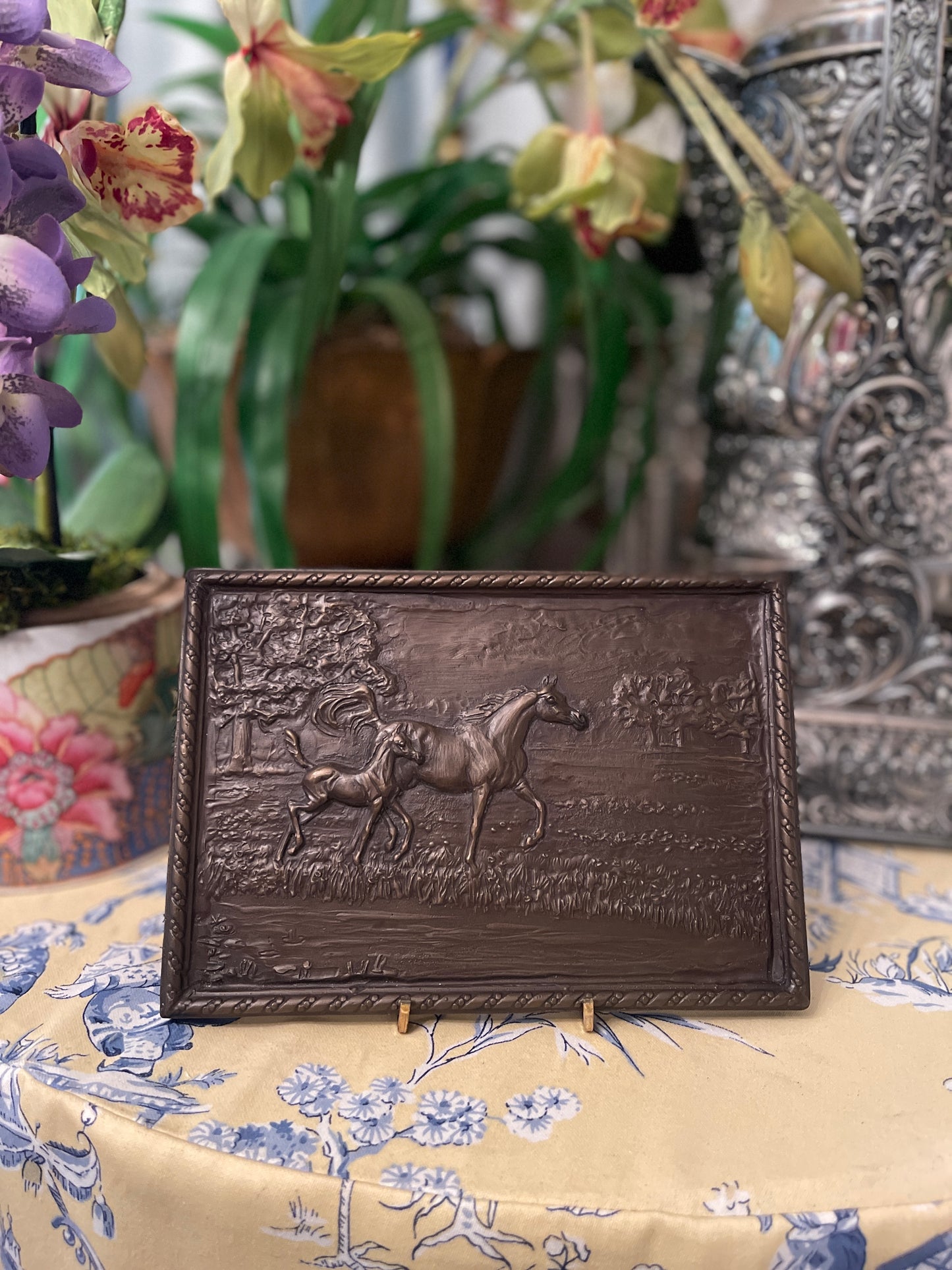 Cast Bronze Arabian Horse Plaque by Karen Kasper, Artist Signed