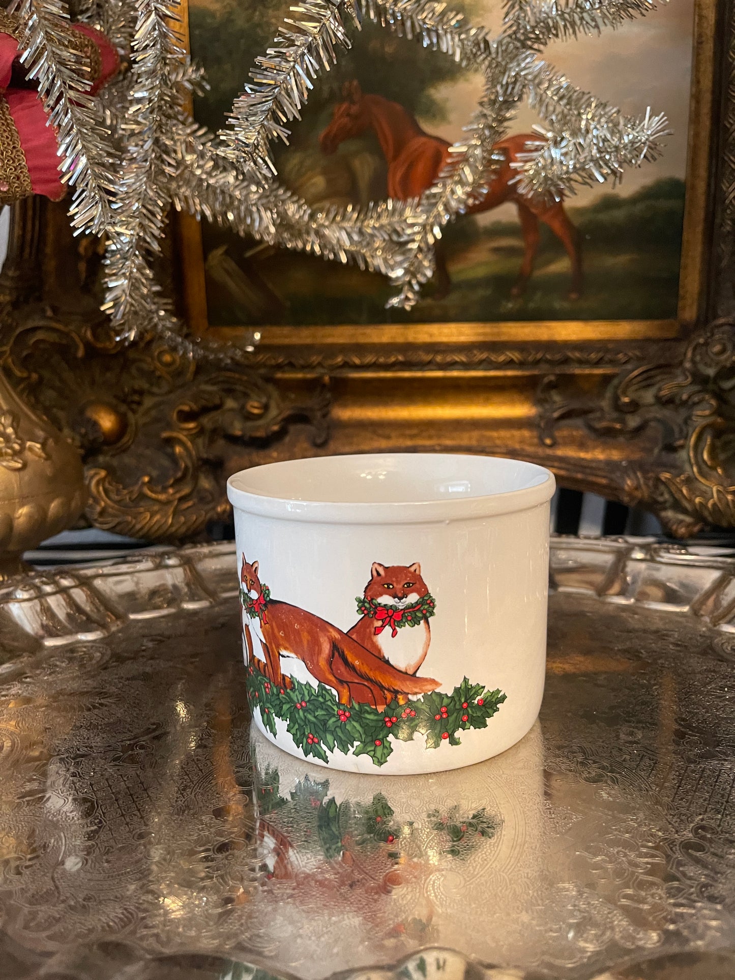 Vintage CMC 1991 Animal Christmas Print Bowl Dish