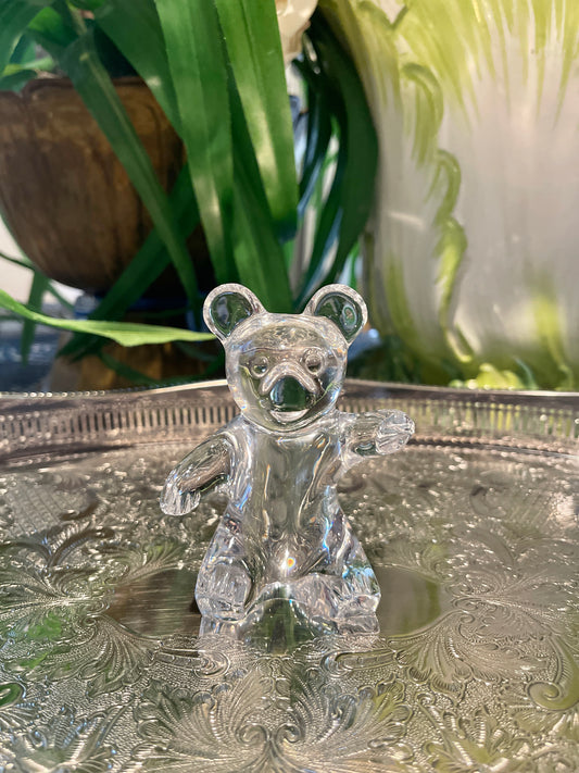 Daum France Crystal Teddy Bear, Signed