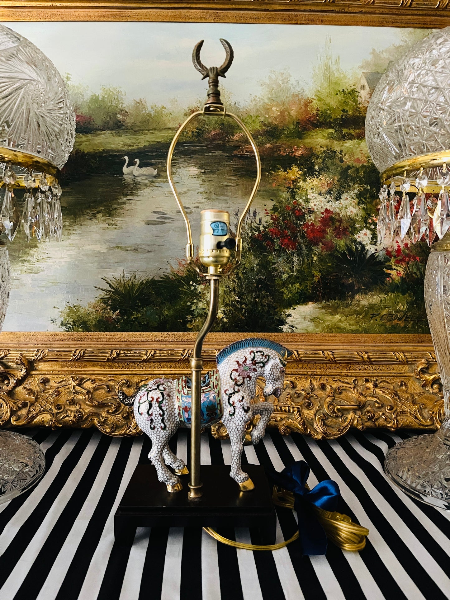 Cloisonné Horse Table Lamp