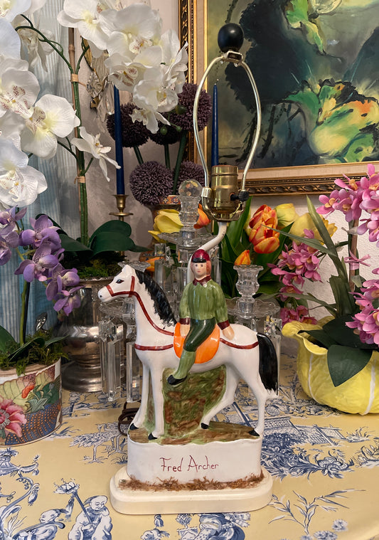 Vintage Staffordshire Fred Archer Lamp, Fantastic!