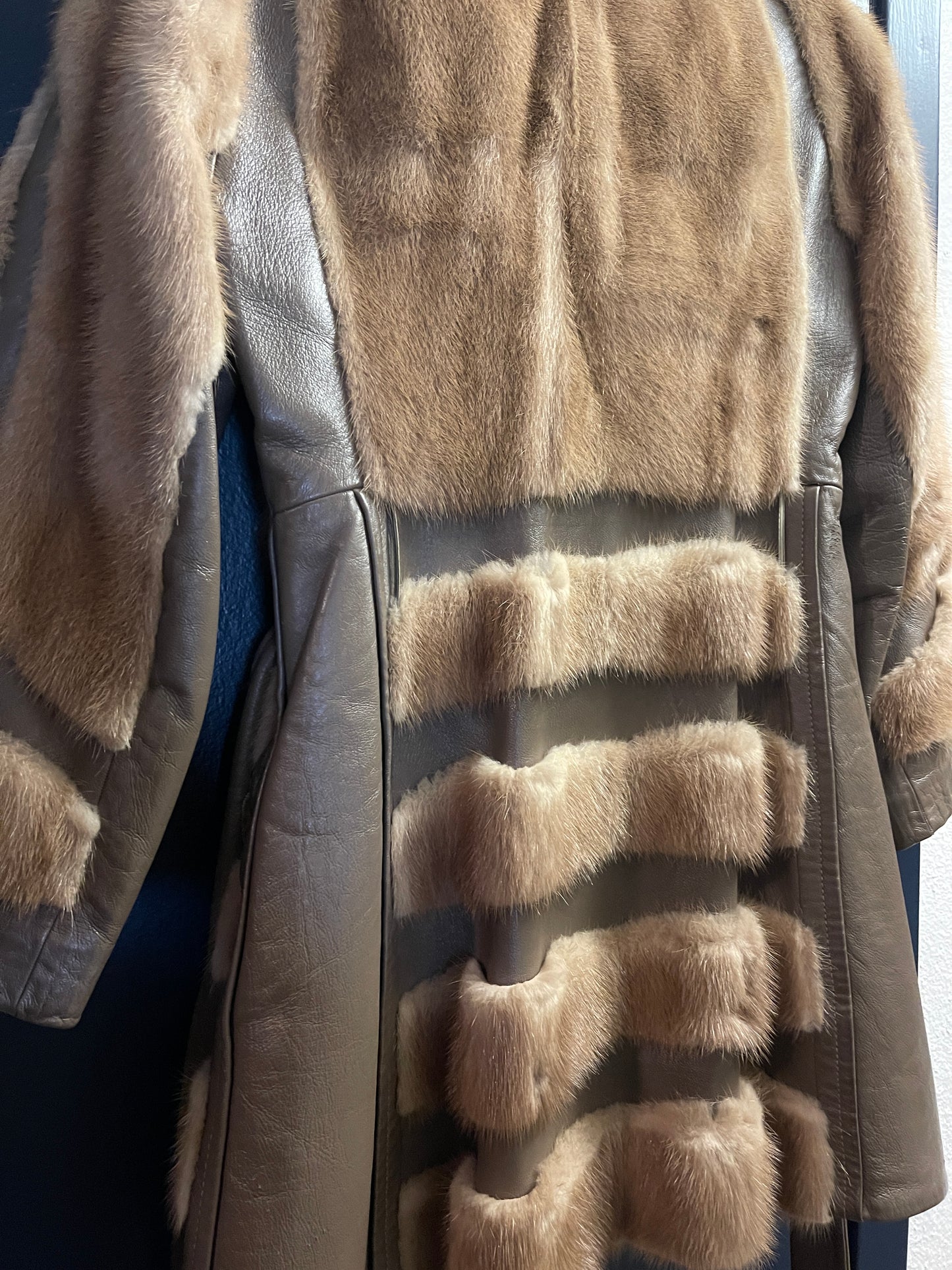 Vintage Estate Leather and Mink Jacket with Chinoiserie Lining