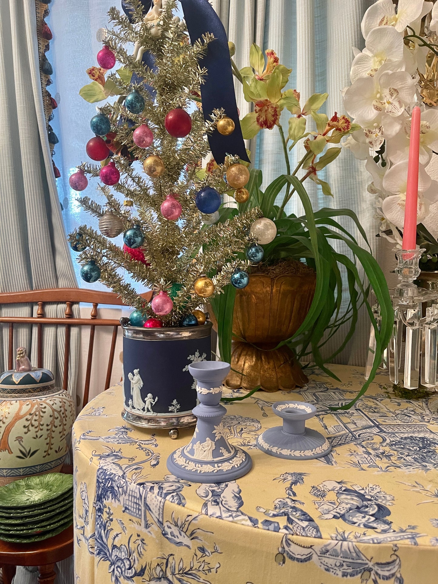 Vintage Wedgwood Candlesticks, Lavender (Blue) and White Jasperware, Signed