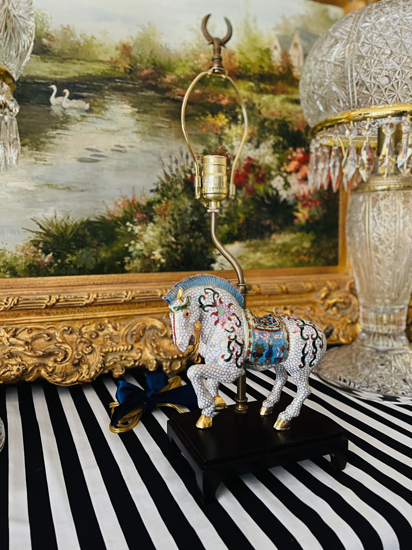 Cloisonné Horse Table Lamp