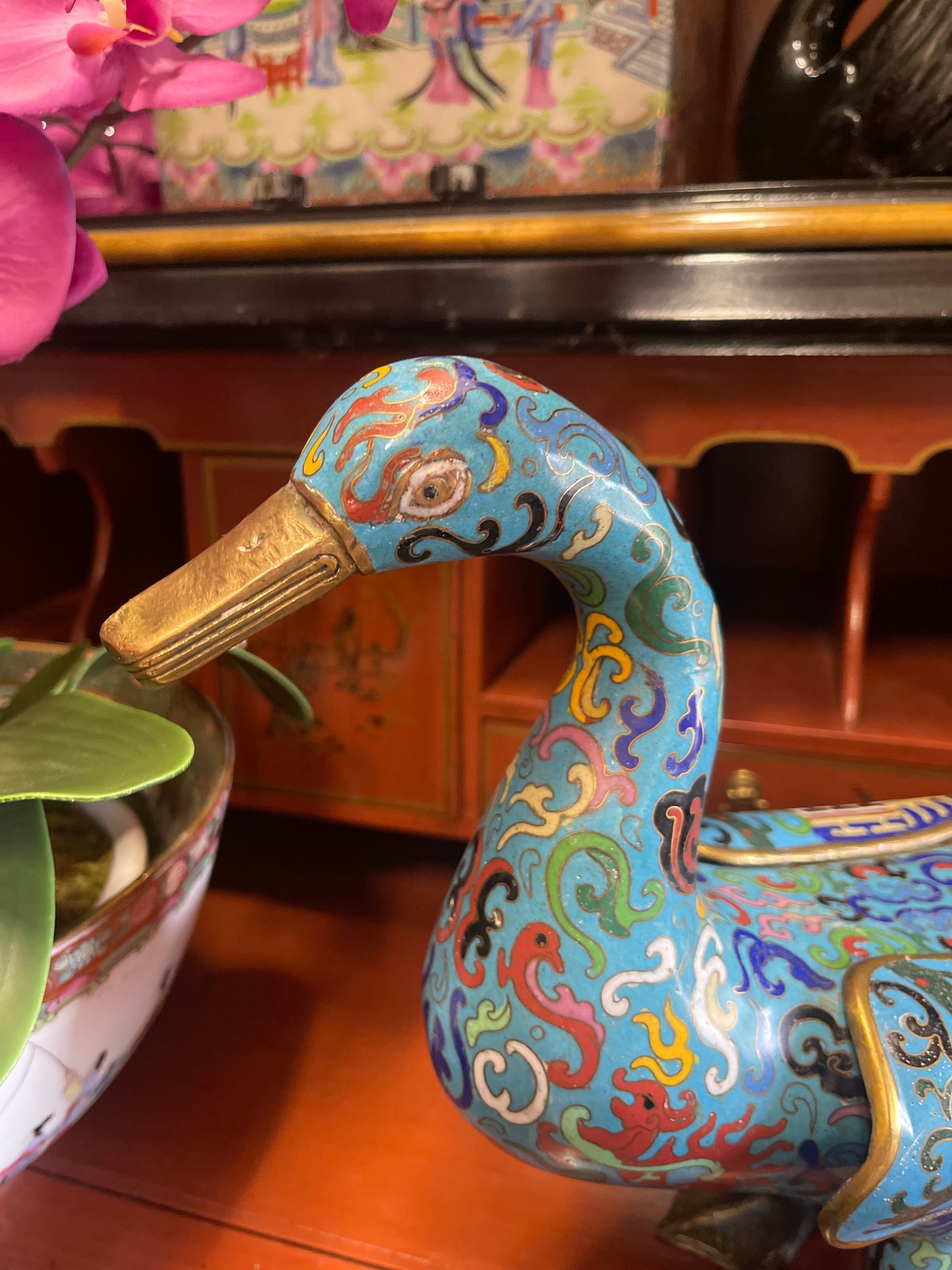 Pair of 1940s Chinese Cloisonne Ducks- FANTASTIC