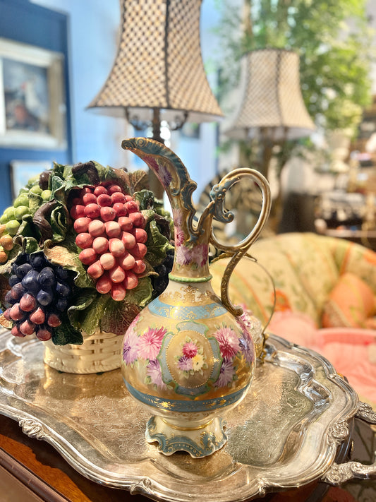 Lovely Hand Painted Claret Jug, Vintage Nippon