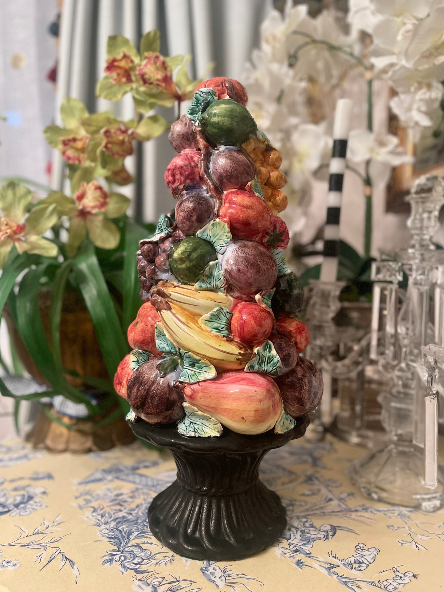 Italian Topiary, Large Vintage Fruit Topiary with Pomegranates, Made in Italy