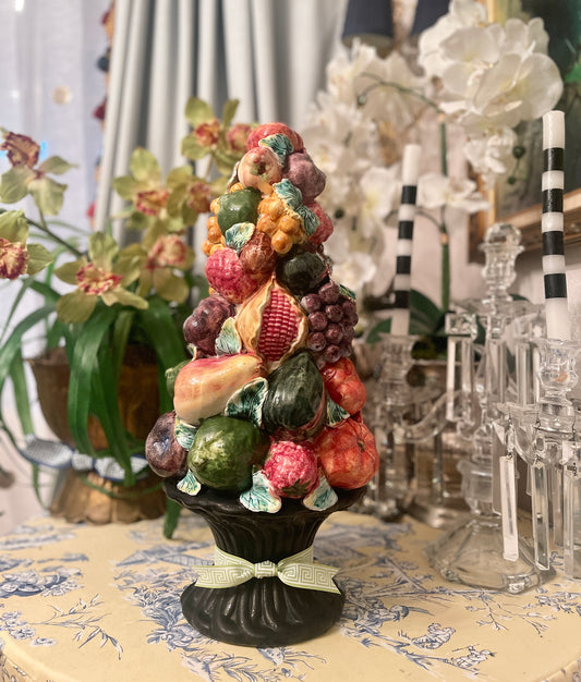 Italian Topiary, Large Vintage Fruit Topiary with Pomegranates, Made in Italy