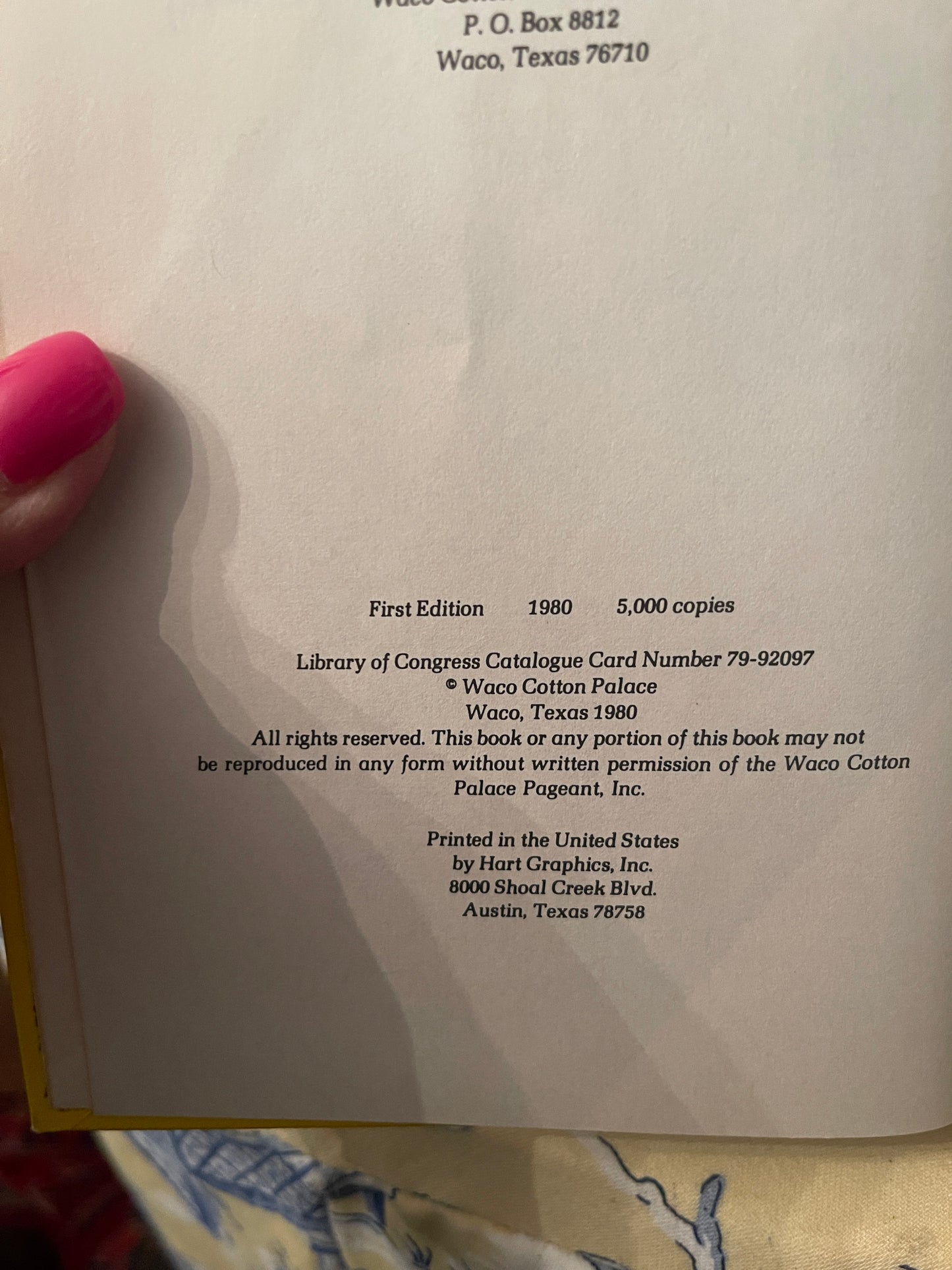 Waco Cotton Palace Cookbook, A Legacy of Gracious Dining, 1980 First Printing